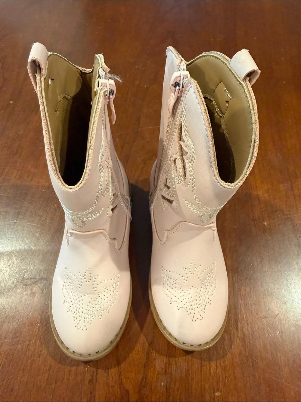 Pink Girls' Western Cowgirl Boots with Glitter Cutouts size 8